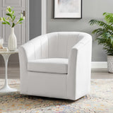 Hadley Performance Velvet Swivel Armchair in White