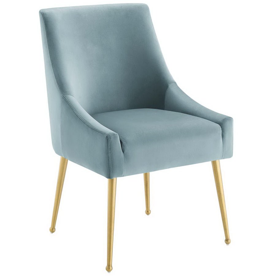 Pierce Upholstered Performance Velvet Dining Chair Set of 2 in Light Blue