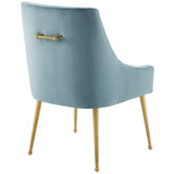 Pierce Upholstered Performance Velvet Dining Chair Set of 2 in Light Blue