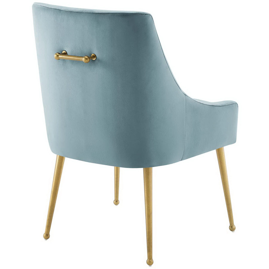 Pierce Upholstered Performance Velvet Dining Chair Set of 2 in Light Blue