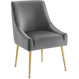 Pierce Pleated Back Upholstered Performance Velvet Dining Chair Set of 2 in Gray