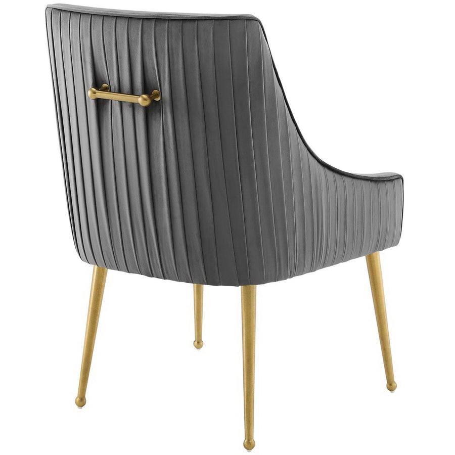 Pierce Pleated Back Upholstered Performance Velvet Dining Chair Set of 2 in Gray