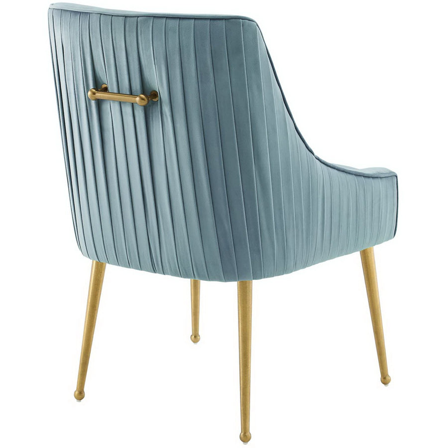 Pierce Pleated Back Upholstered Performance Velvet Dining Chair Set of 2 in Light Blue