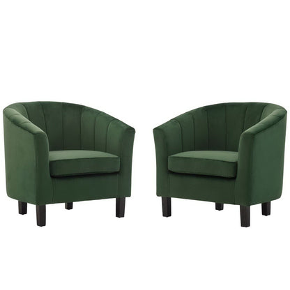 Prospect Channel Tufted Performance Velvet Armchair Set of 2 by Furniture For America