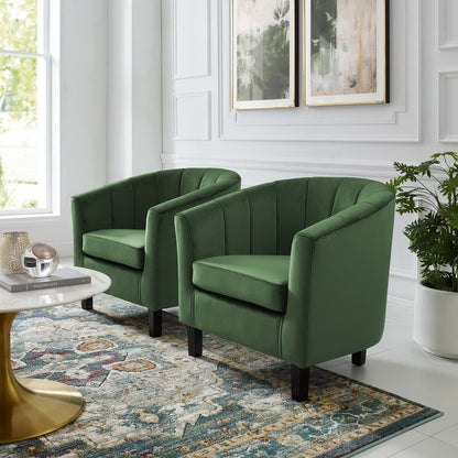 Prospect Channel Tufted Performance Velvet Armchair Set of 2 by Furniture For America