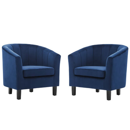 Prospect Channel Tufted Performance Velvet Armchair Set of 2 by Furniture For America