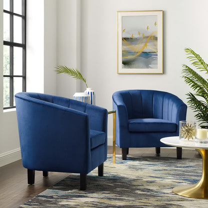 Prospect Channel Tufted Performance Velvet Armchair Set of 2 by Furniture For America