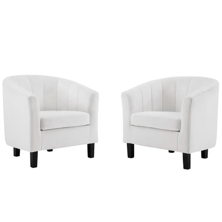 Prospect Channel Tufted Performance Velvet Armchair Set of 2 in White