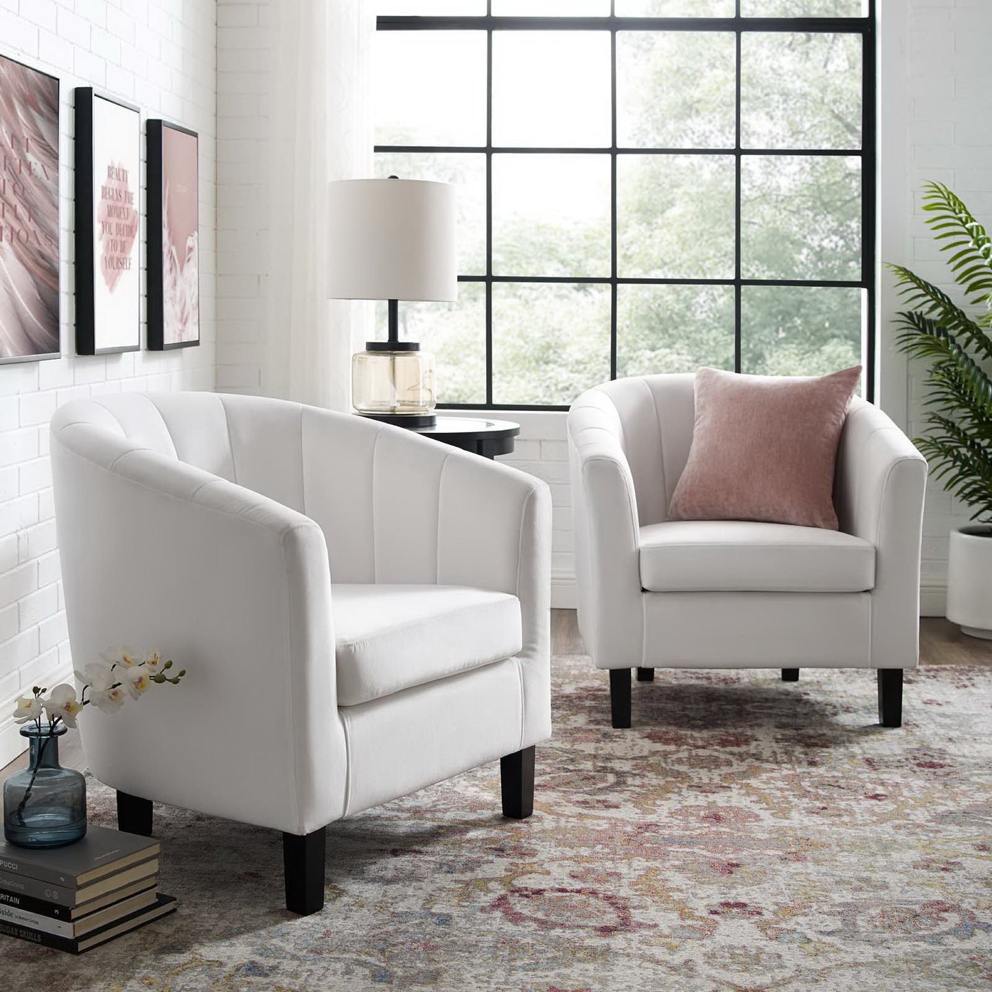 Prospect Channel Tufted Performance Velvet Armchair Set of 2 by Furniture For America