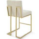 Indigo Gold Stainless Steel Upholstered Fabric Counter Stool Set of 2 in Gold Beige