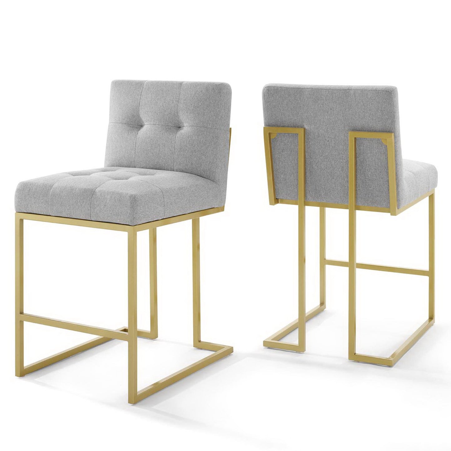 Privy Gold Stainless Steel Upholstered Fabric Counter Stool Set of 2 by Furniture for America