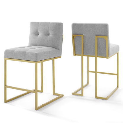 Privy Gold Stainless Steel Upholstered Fabric Counter Stool Set of 2 by Furniture for America