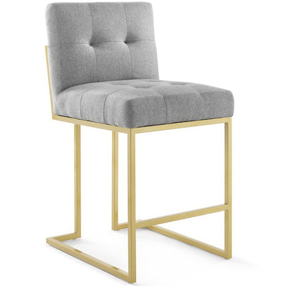 Privy Gold Stainless Steel Upholstered Fabric Counter Stool Set of 2 by Furniture for America