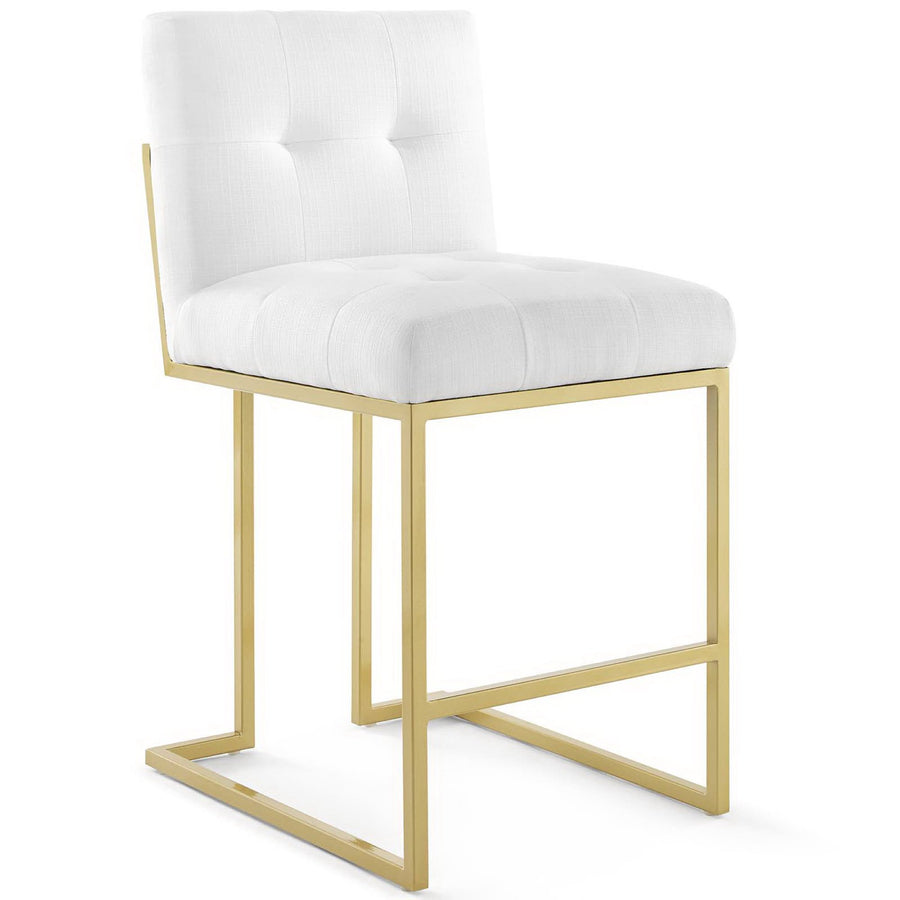 Indigo Gold Stainless Steel Upholstered Fabric Counter Stool Set of 2 in Gold White