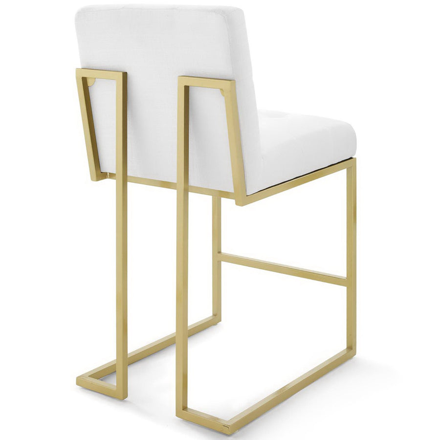 Indigo Gold Stainless Steel Upholstered Fabric Counter Stool Set of 2 in Gold White