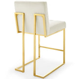 Indigo Gold Stainless Steel Performance Velvet Counter Stool Set of 2 in Gold Ivory