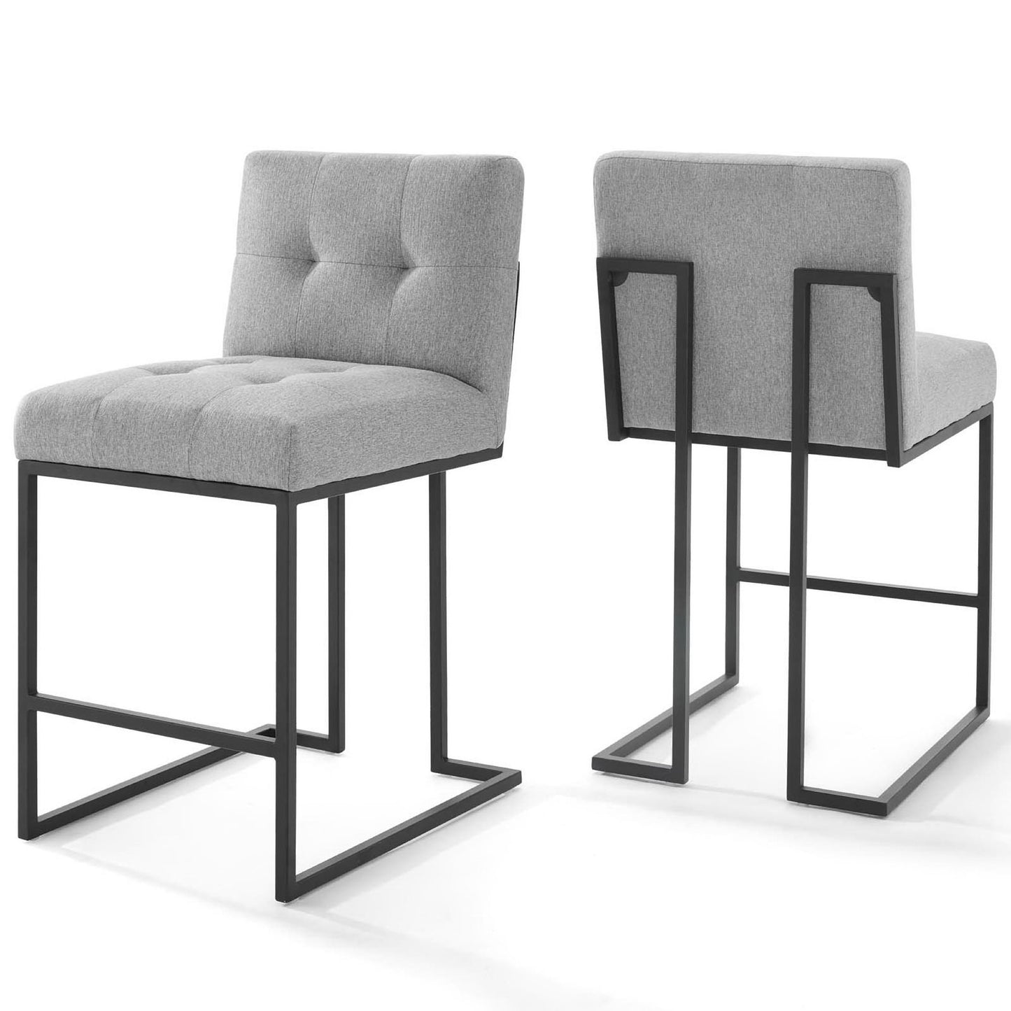 Privy Black Stainless Steel Upholstered Fabric Counter Stool Set of 2 by Furniture For America