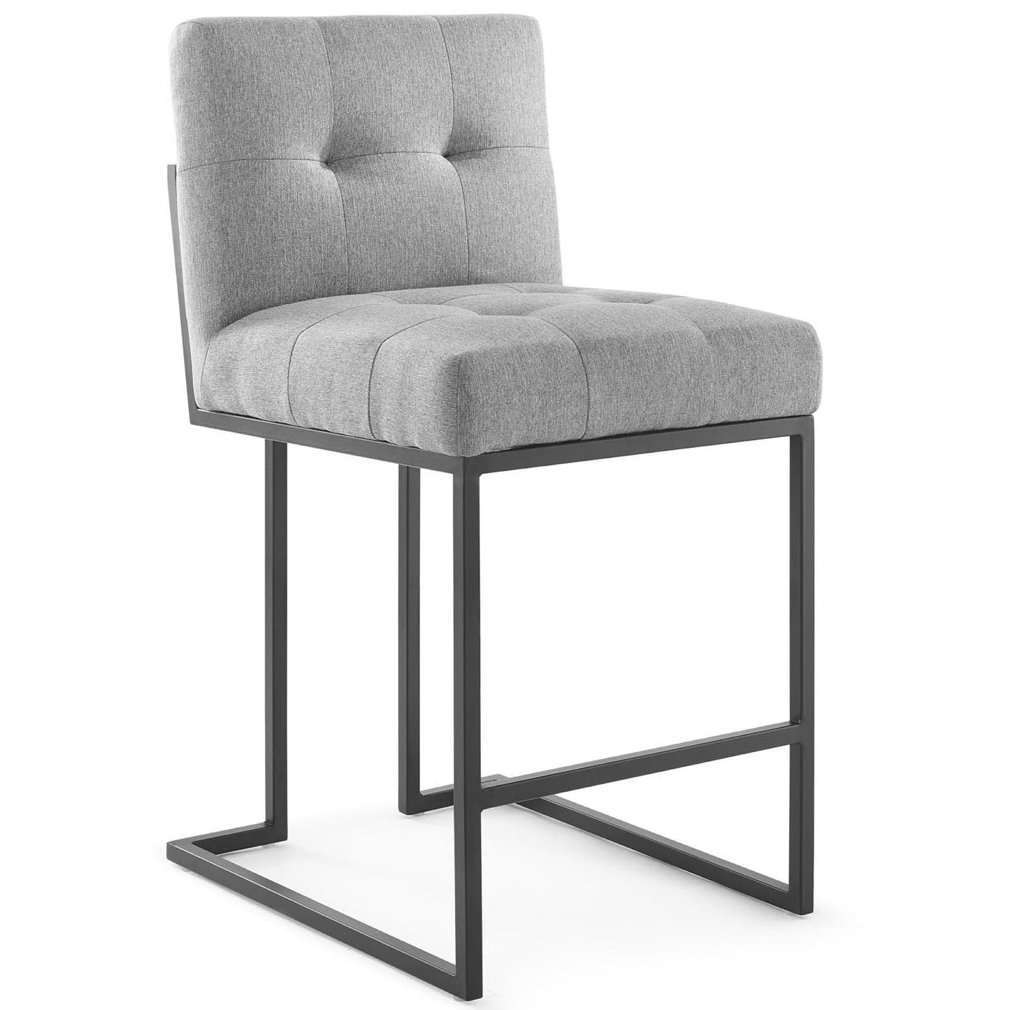 Privy Black Stainless Steel Upholstered Fabric Counter Stool Set of 2 by Furniture For America