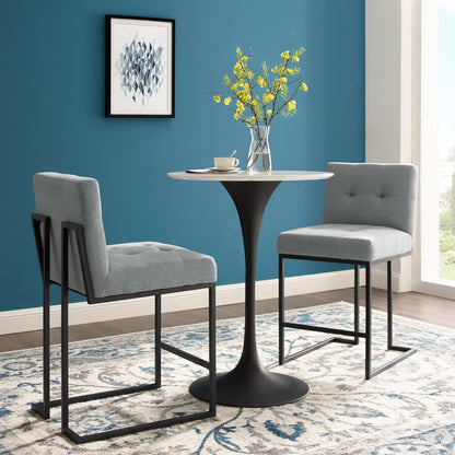 Privy Black Stainless Steel Upholstered Fabric Counter Stool Set of 2 by Furniture For America