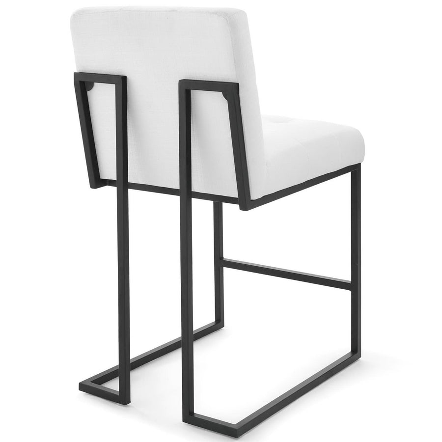Indigo Black Stainless Steel Upholstered Fabric Counter Stool Set of 2 in Black White