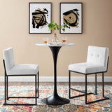 Indigo Black Stainless Steel Upholstered Fabric Counter Stool Set of 2 in Black White