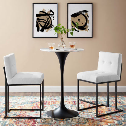 Privy Black Stainless Steel Upholstered Fabric Counter Stool Set of 2 by Furniture For America