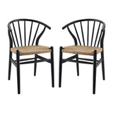 Elliot Spindle Wood Dining Side Chair Set of 2 in Black
