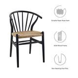 Elliot Spindle Wood Dining Side Chair Set of 2 in Black