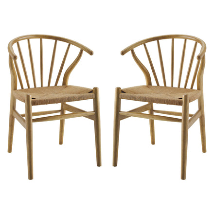 Flourish Spindle Wood Dining Side Chair Set of 2 in Natural