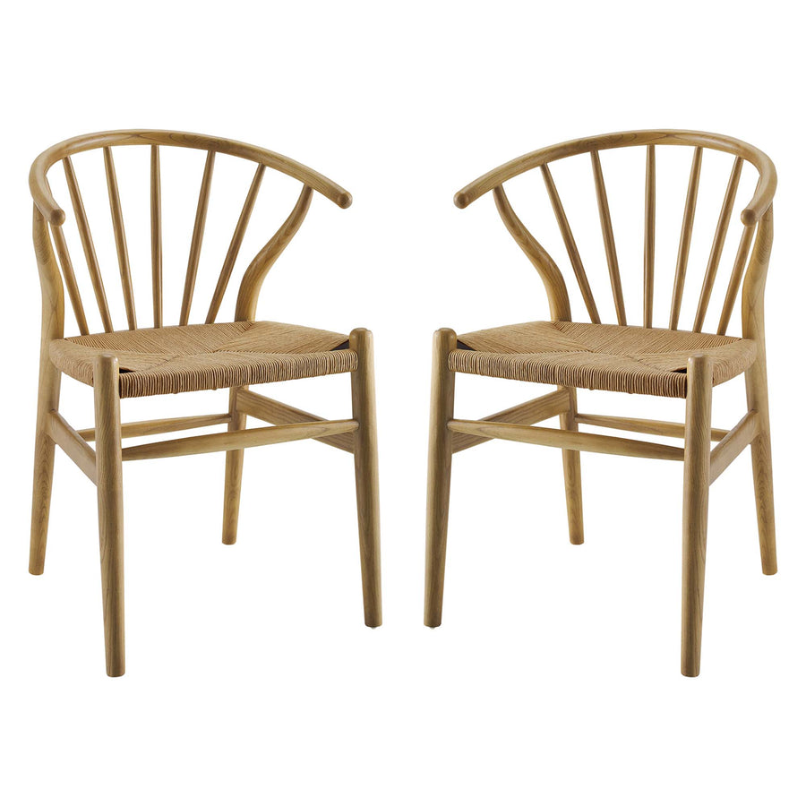 Elliot Spindle Wood Dining Side Chair Set of 2 in Natural