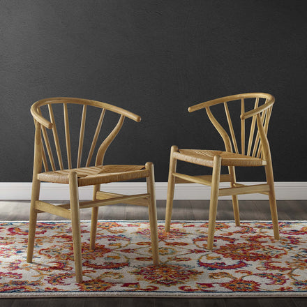 Flourish Spindle Wood Dining Side Chair Set of 2 in Natural