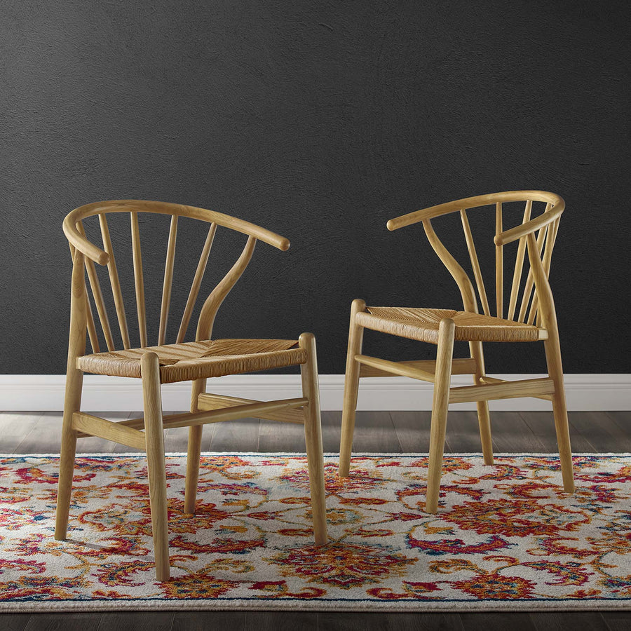 Elliot Spindle Wood Dining Side Chair Set of 2 in Natural