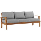 Cove Outdoor Patio Teak Sofa in Natural Gray