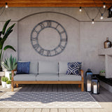 Cove Outdoor Patio Teak Sofa in Natural Gray