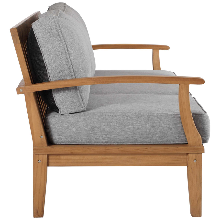 Cove Outdoor Patio Teak Sofa in Natural Gray