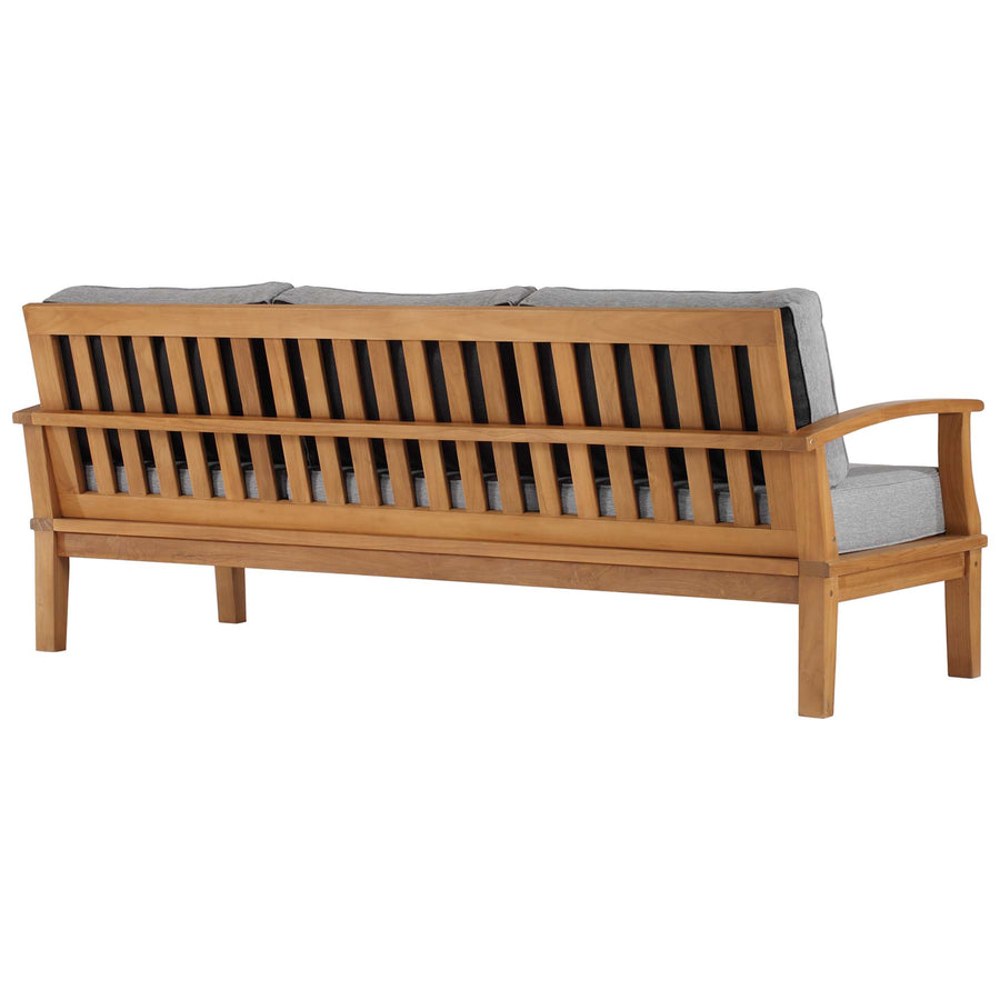 Cove Outdoor Patio Teak Sofa in Natural Gray