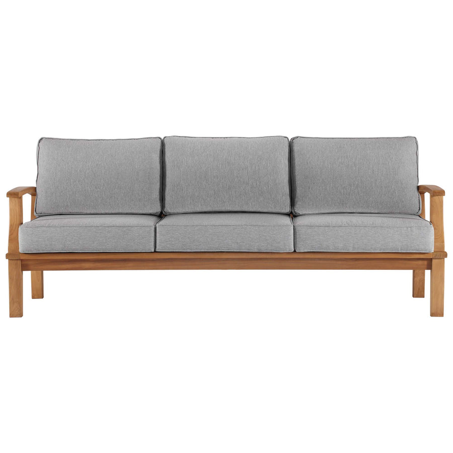 Cove Outdoor Patio Teak Sofa in Natural Gray