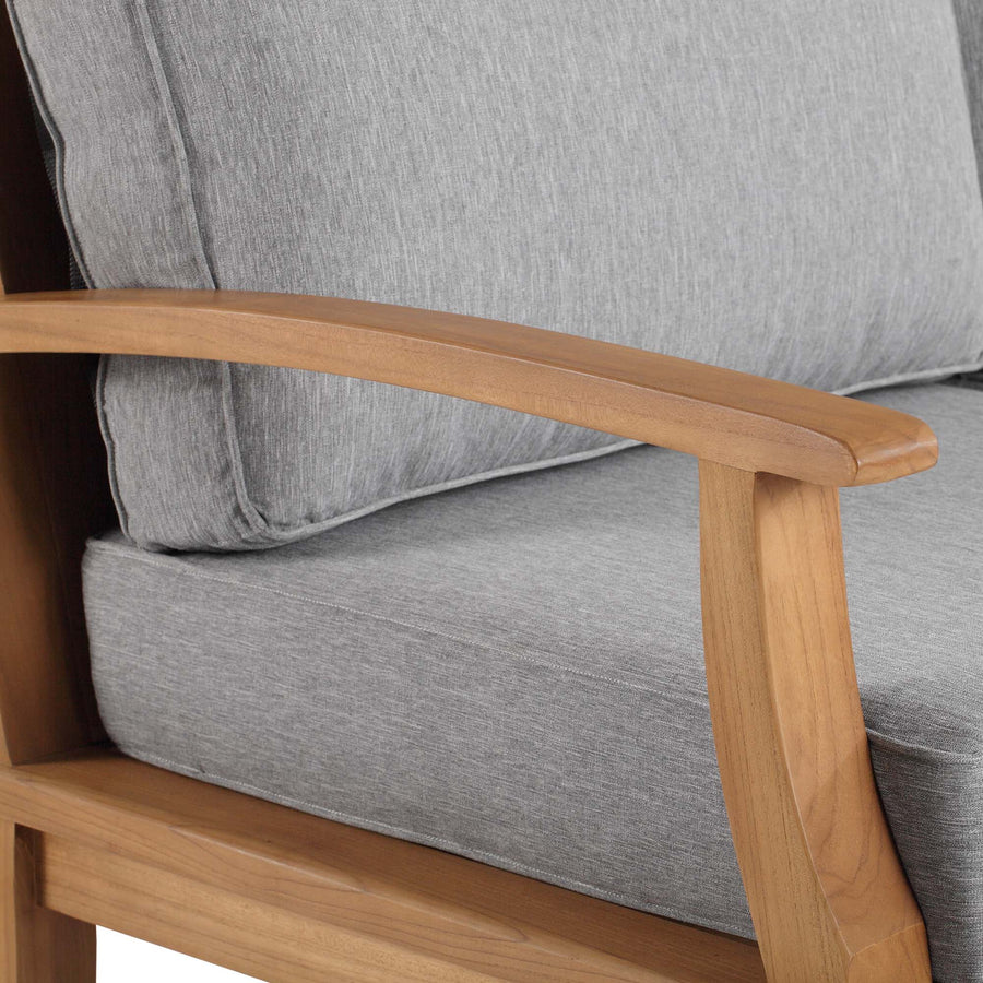 Cove Outdoor Patio Teak Sofa in Natural Gray