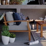 Cove Outdoor Patio Teak Sofa in Natural Gray