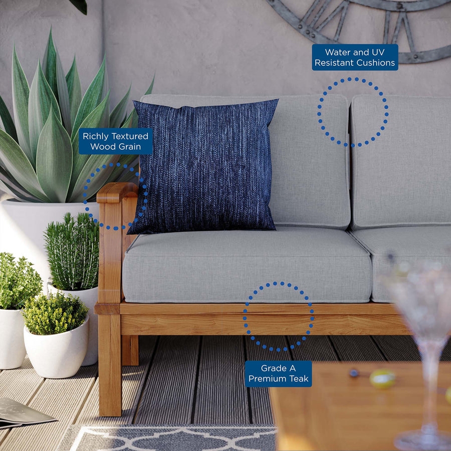 Cove Outdoor Patio Teak Sofa in Natural Gray