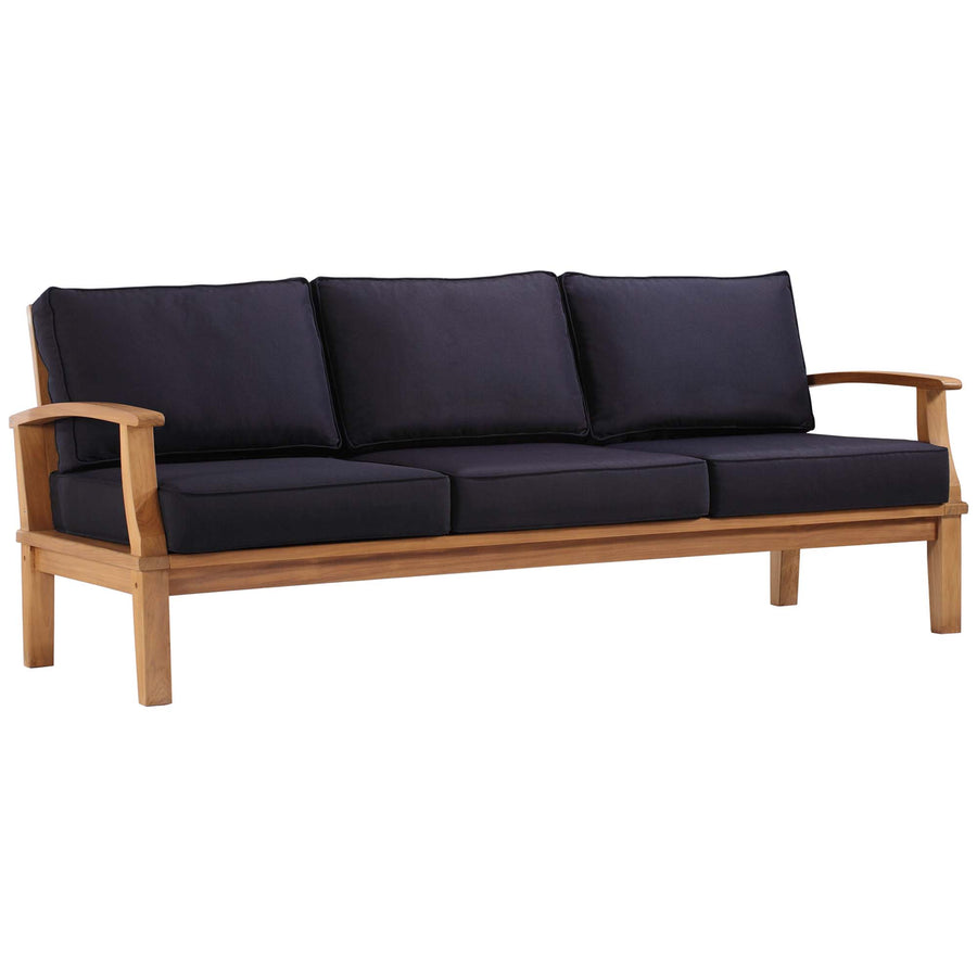 Cove Outdoor Patio Teak Sofa in Natural Navy