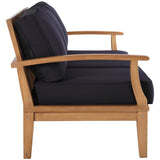 Cove Outdoor Patio Teak Sofa in Natural Navy