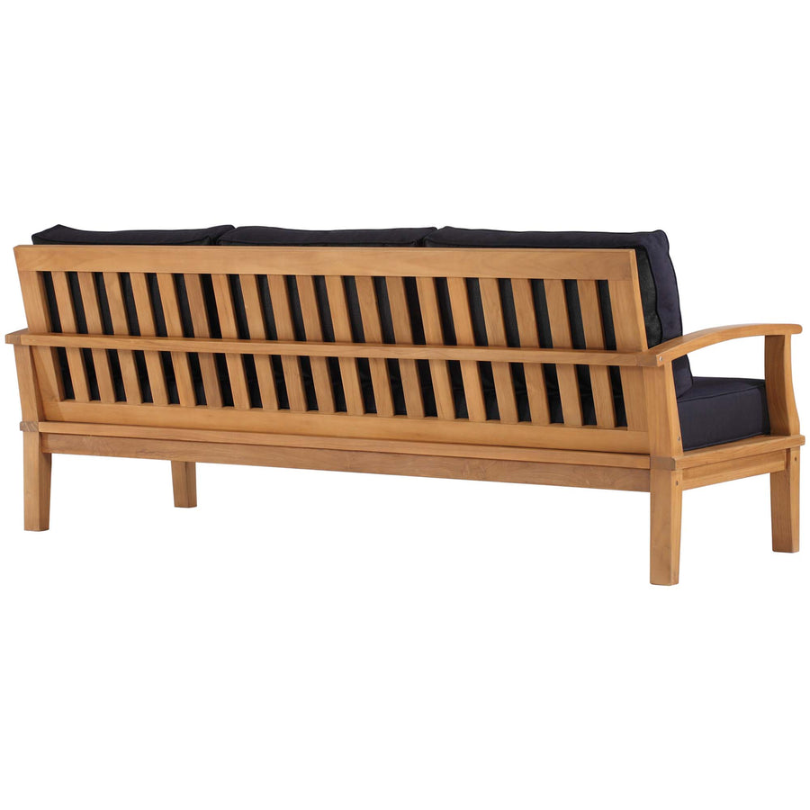 Cove Outdoor Patio Teak Sofa in Natural Navy