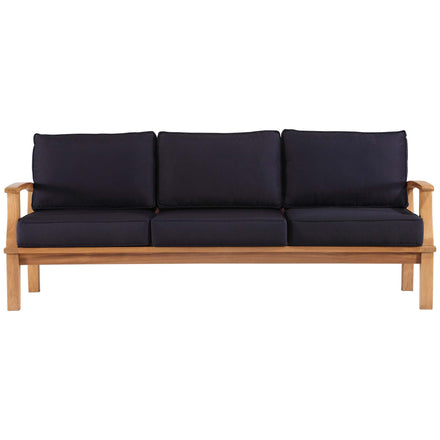 Marina Outdoor Patio Teak Sofa in Natural Navy