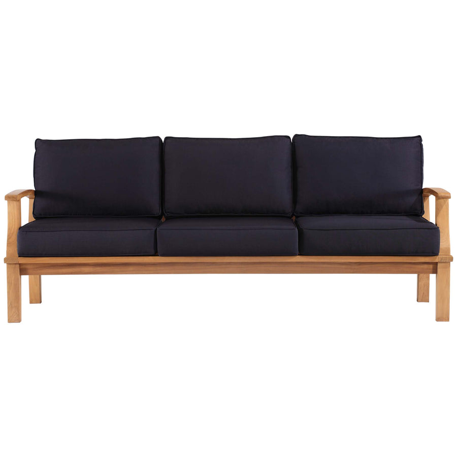 Cove Outdoor Patio Teak Sofa in Natural Navy