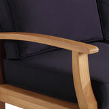 Cove Outdoor Patio Teak Sofa in Natural Navy