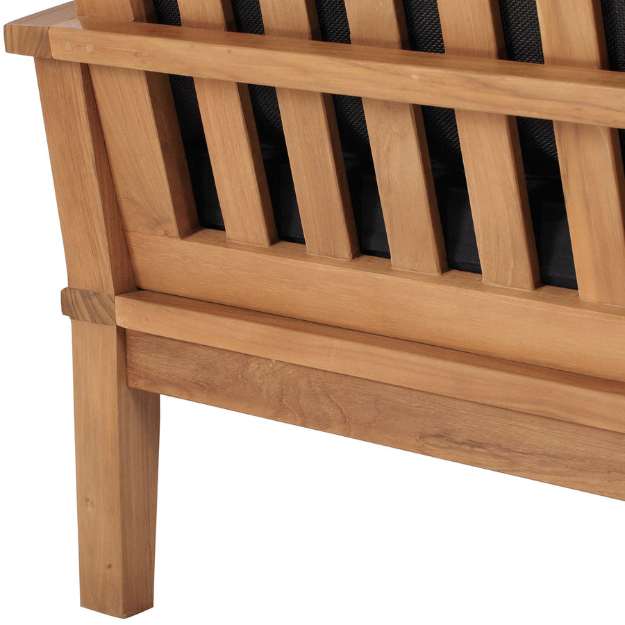 Cove Outdoor Patio Teak Sofa in Natural Navy