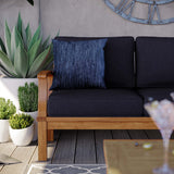 Cove Outdoor Patio Teak Sofa in Natural Navy