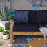 Cove Outdoor Patio Teak Sofa in Natural Navy