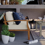 Cove Outdoor Patio Teak Sofa in Natural White